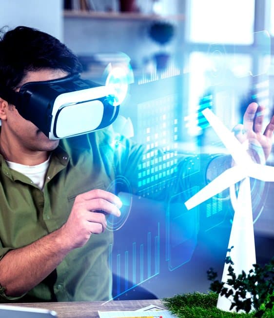 Engineer using a VR headset